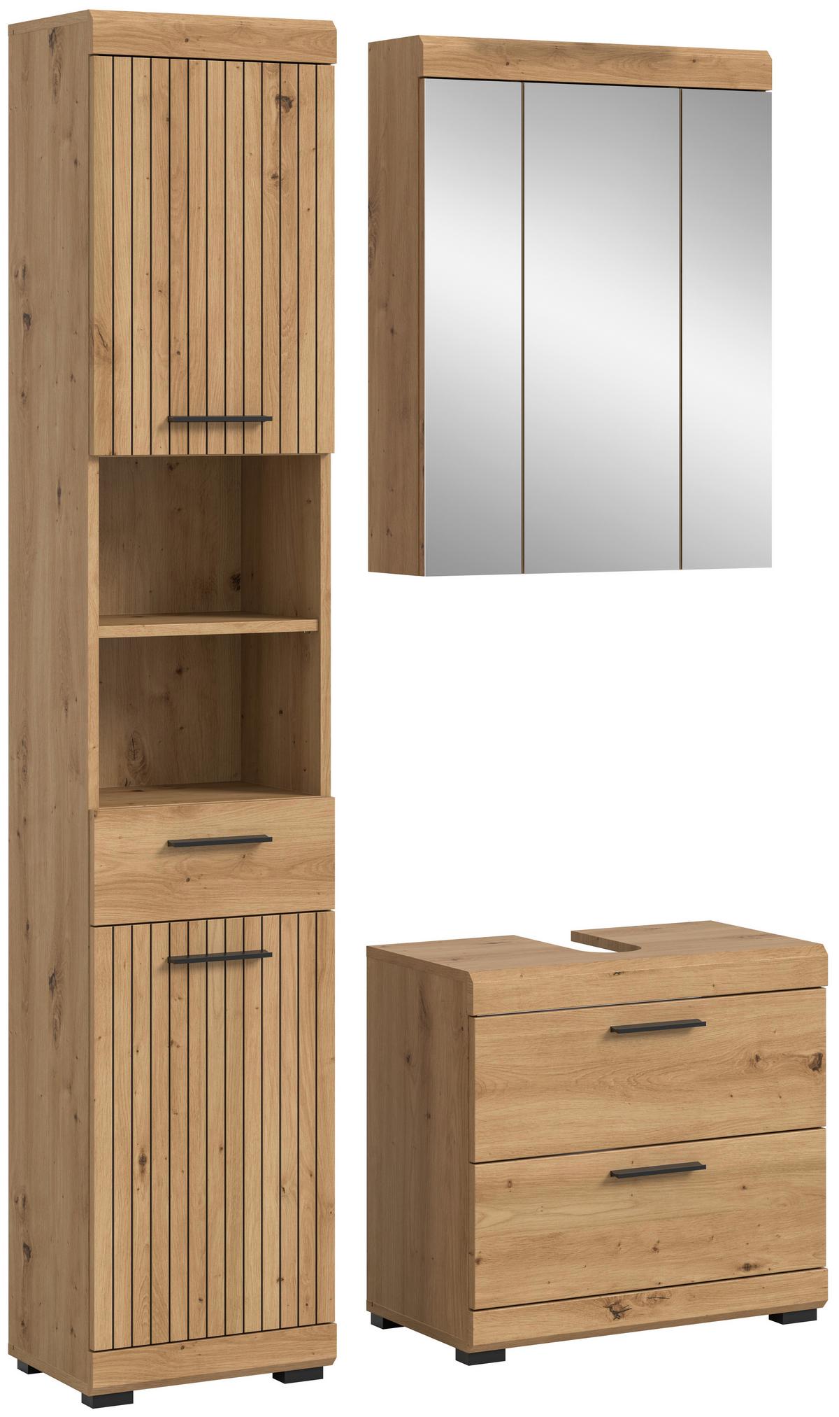 Badezimmer Scout Eiche Artisan Dekor B: 97cm - Schwarz/Eiche Artisan, Trend, Glas/Holzwerkstoff (97cm) - MID.YOU