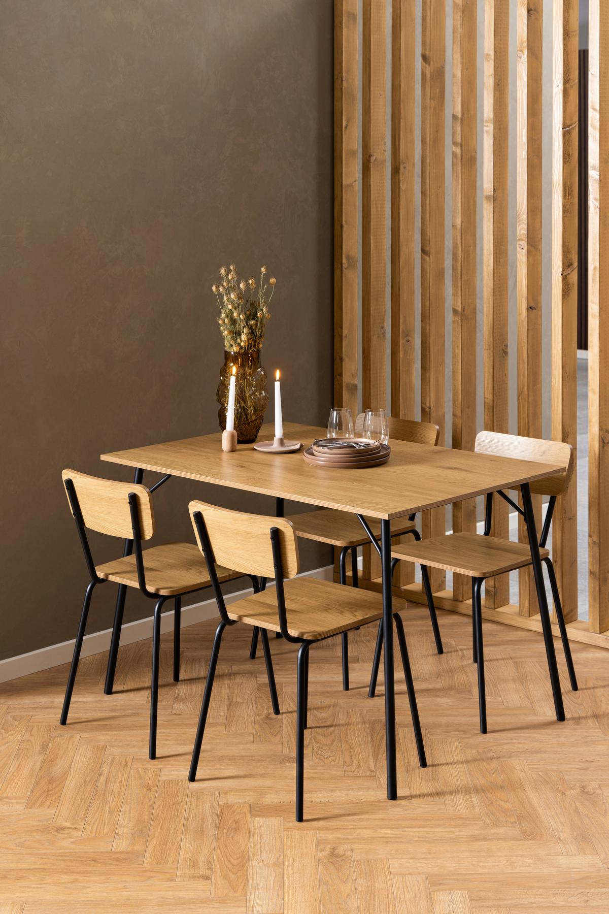 Esstisch Peru - Eichefarben/Schwarz, Design, Holzwerkstoff/Metall (120/75/80cm) - MID.YOU