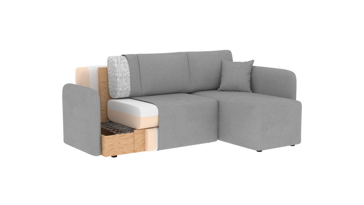 Ecksofa Hadson Hellgrau S: 206x150 cm - Hellgrau/Schwarz, Design, Textil (206cm) - MID.YOU