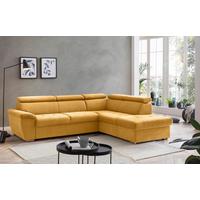 Ecksofa Mit Schlaffunktion & Bettkasten Antero Currygelb - Chromfarben/Currygelb, Design, Textil (262/216cm) - Livetastic