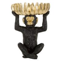 Skulptur Monkey Tray Banane Schwarz Goldfarben, B: 23 cm - Goldfarben/Schwarz, Basics, Kunststoff (23/31.5/23cm)