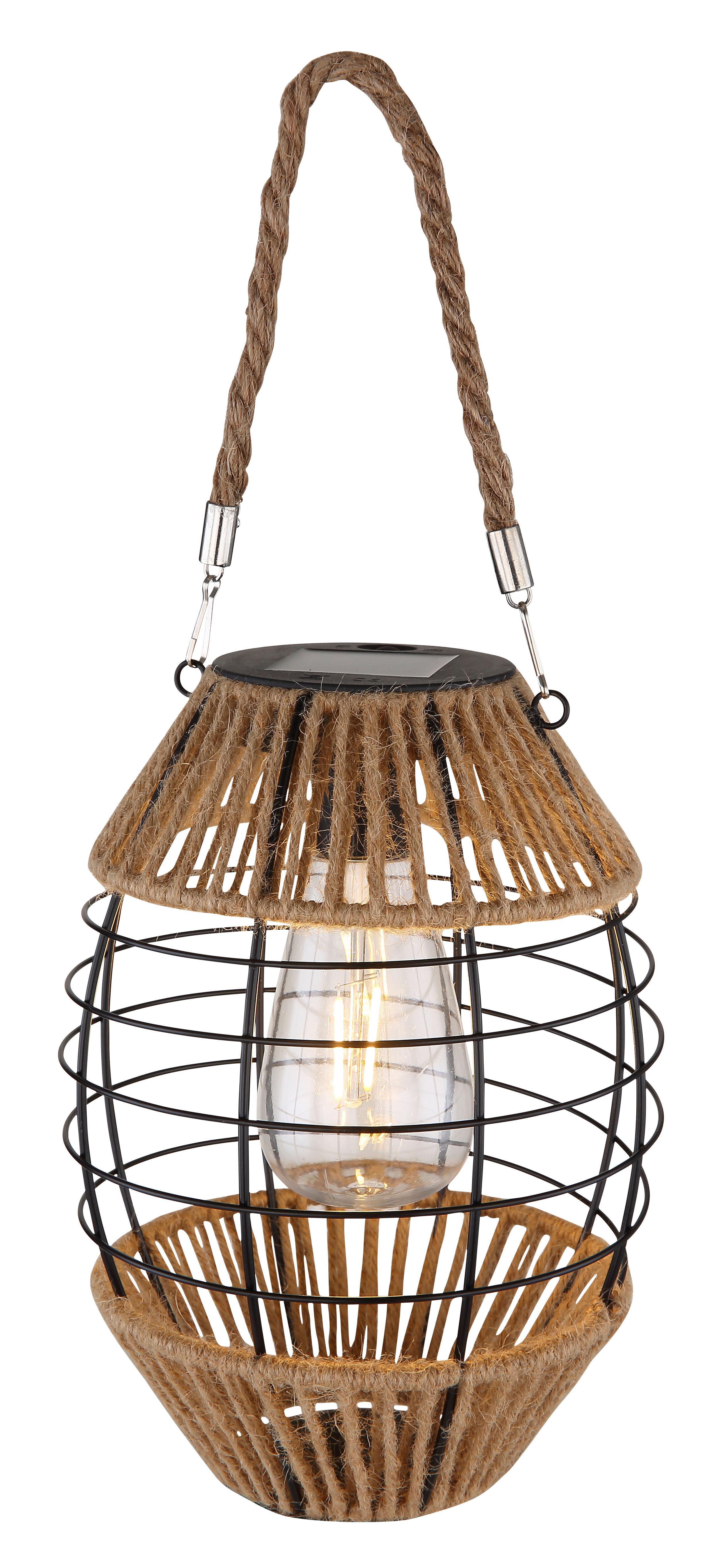 Solarleuchte Naturfarben /Schwarz 36669 H: 40,5cm - Klar/Schwarz, Natur, Naturmaterialien/Kunststoff (16,5/40,5cm) - Globo