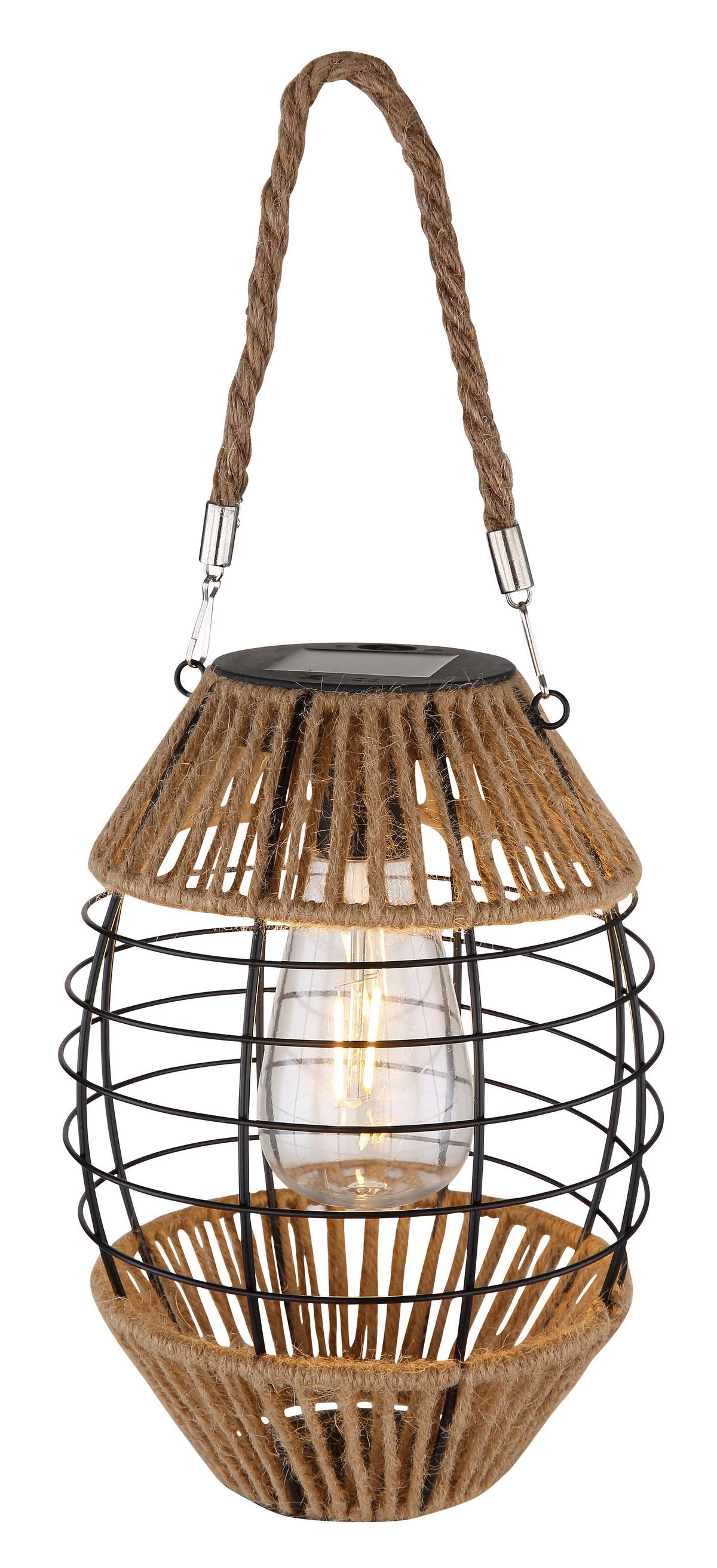 Solarleuchte Naturfarben /schwarz 36669 H: 40,5cm - Klar/Schwarz, Natur, Naturmaterialien/Kunststoff (16,5/40,5cm) - Globo