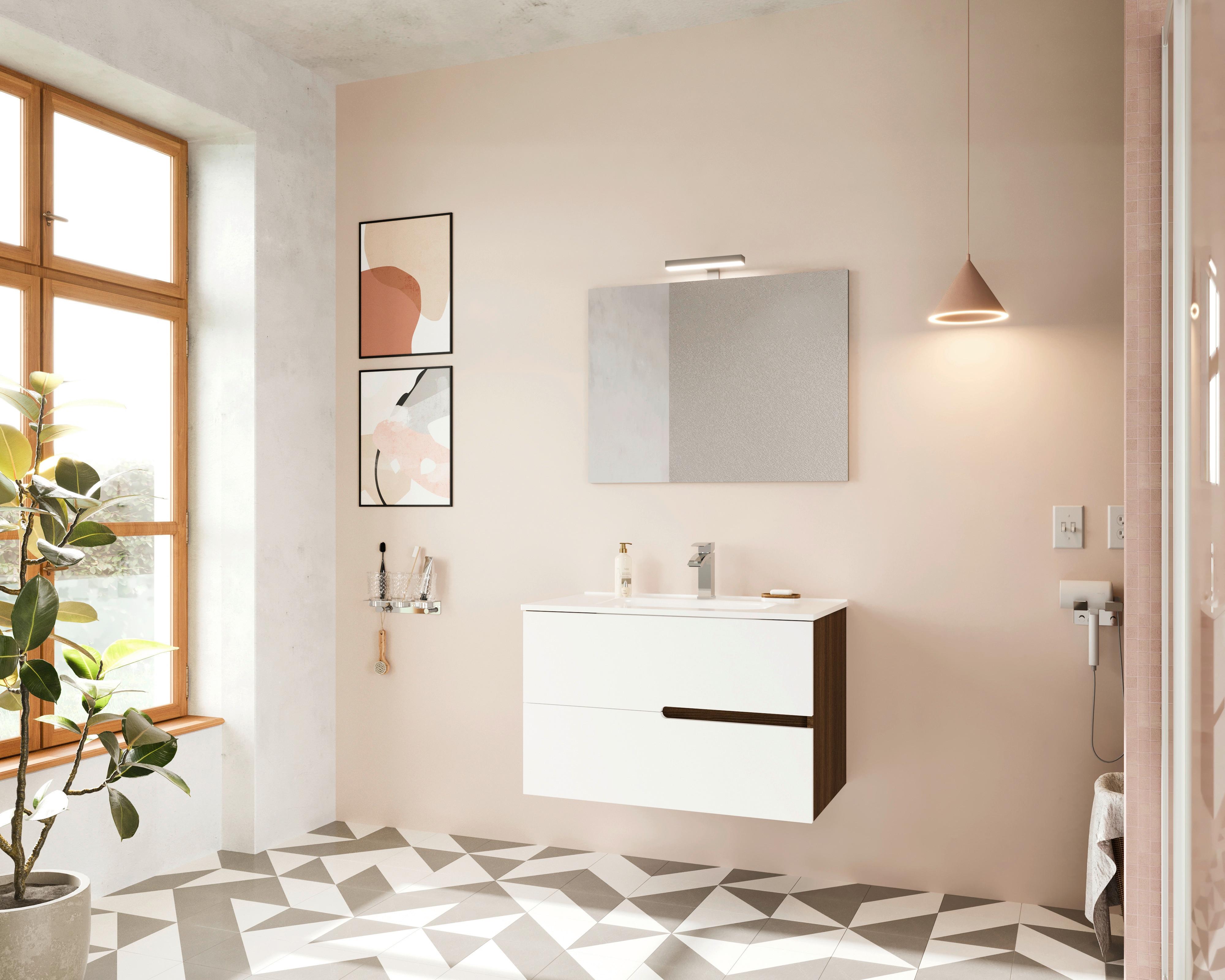 Fürdőszoba Blokk Eva 80cm - diószínű/mokka, Konventionell, faalapú anyag/kerámia (80/51/46cm)