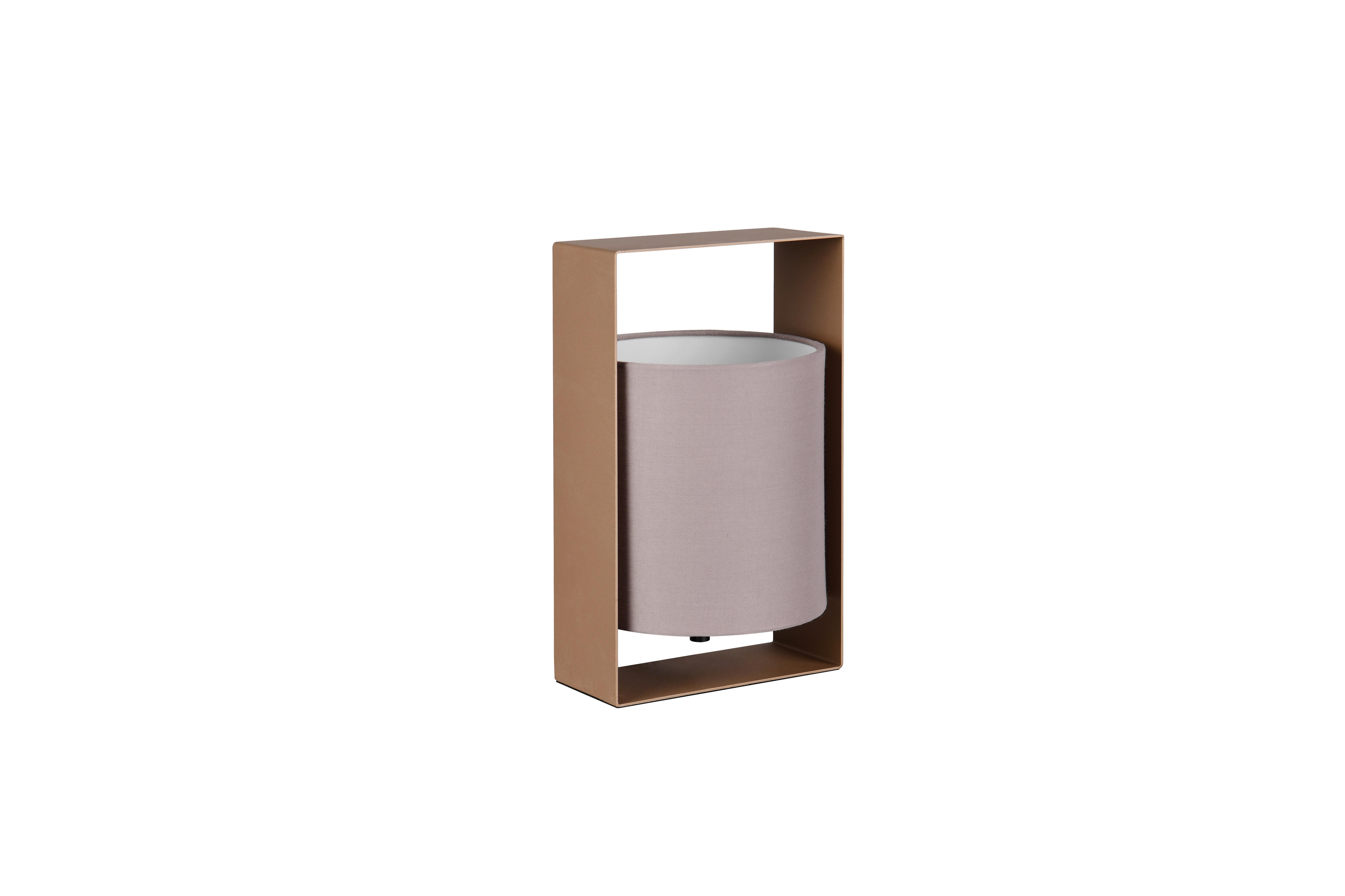 Tischleuchte Pail Braun Taupe B: 15 cm - Taupe/Braun, Design, Textil/Metall (16/15/27cm)