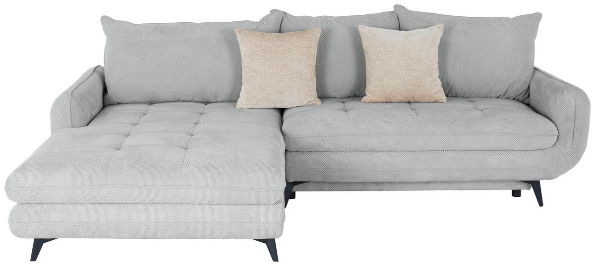 Ecksofa Wave - Silberfarben/Schwarz, MODERN, Textil (189/266cm)