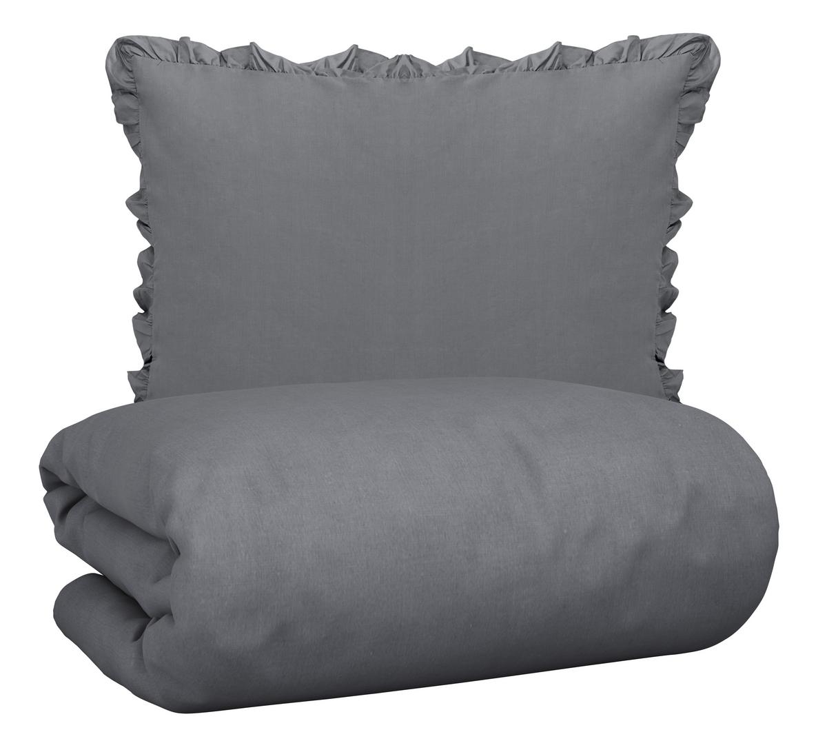 POSTEĽNÁ BIELIZEŇ Ruschen, 70/90 140/200cm - sivá, Romantik / Landhaus, textil (140/200cm) - Zandiara