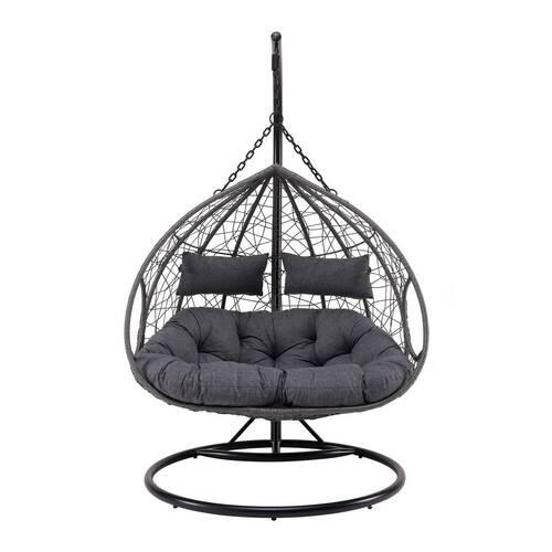 Závesné kreslo ENEA tmavosivé - čierna/tmavosivá, Modern, kov/textil (133/205/120cm) - Bessagi Garden