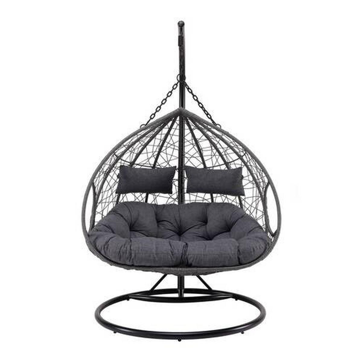 Závesné kreslo ENEA tmavosivé - čierna/tmavosivá, Modern, kov/textil (133/205/120cm) - Bessagi Garden