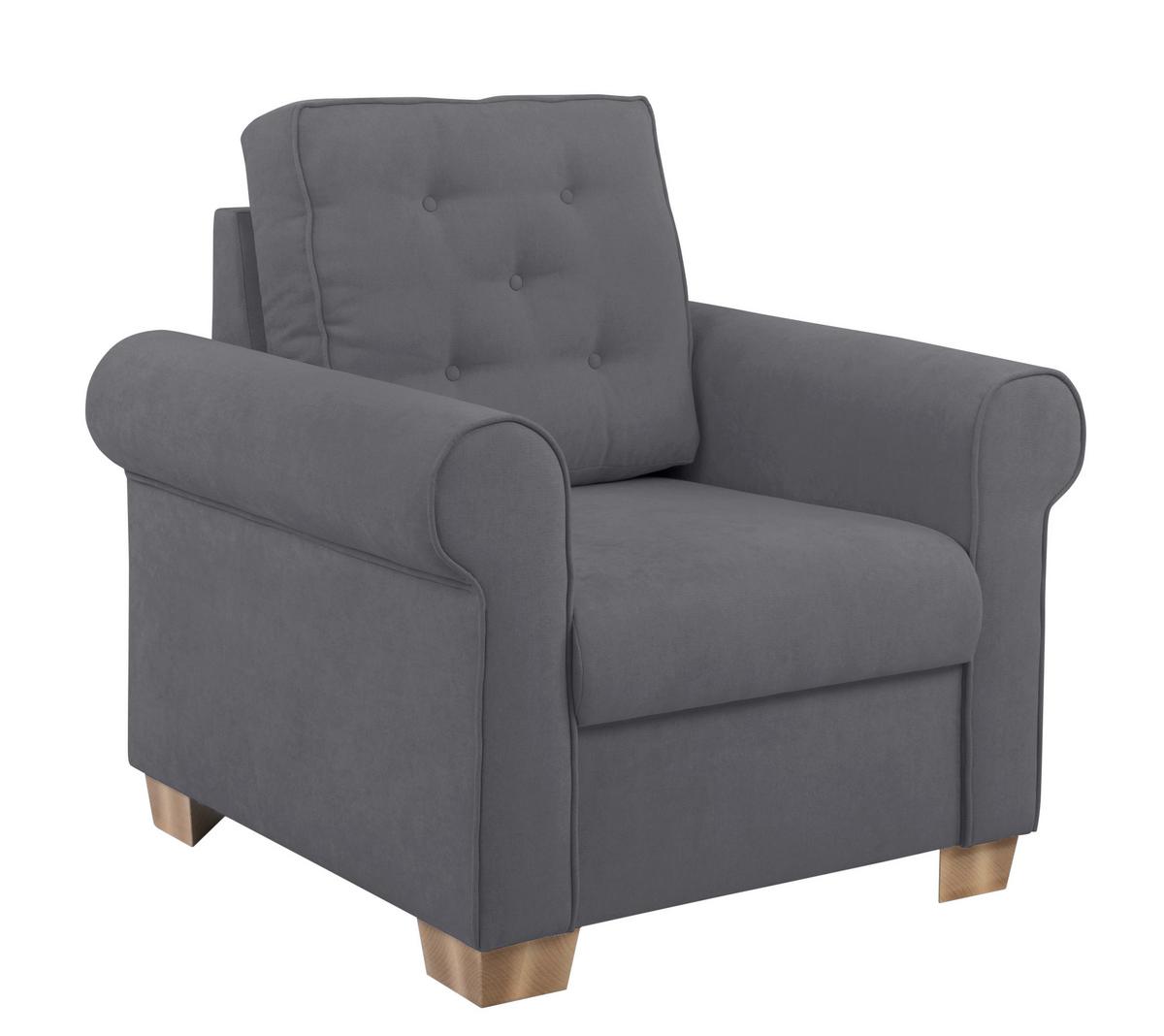 Sessel Arles, Dunkelgrau 23 B: 93 Cm - Dunkelgrau/Buchefarben, Design, Textil (93/89/82cm) - MID.YOU