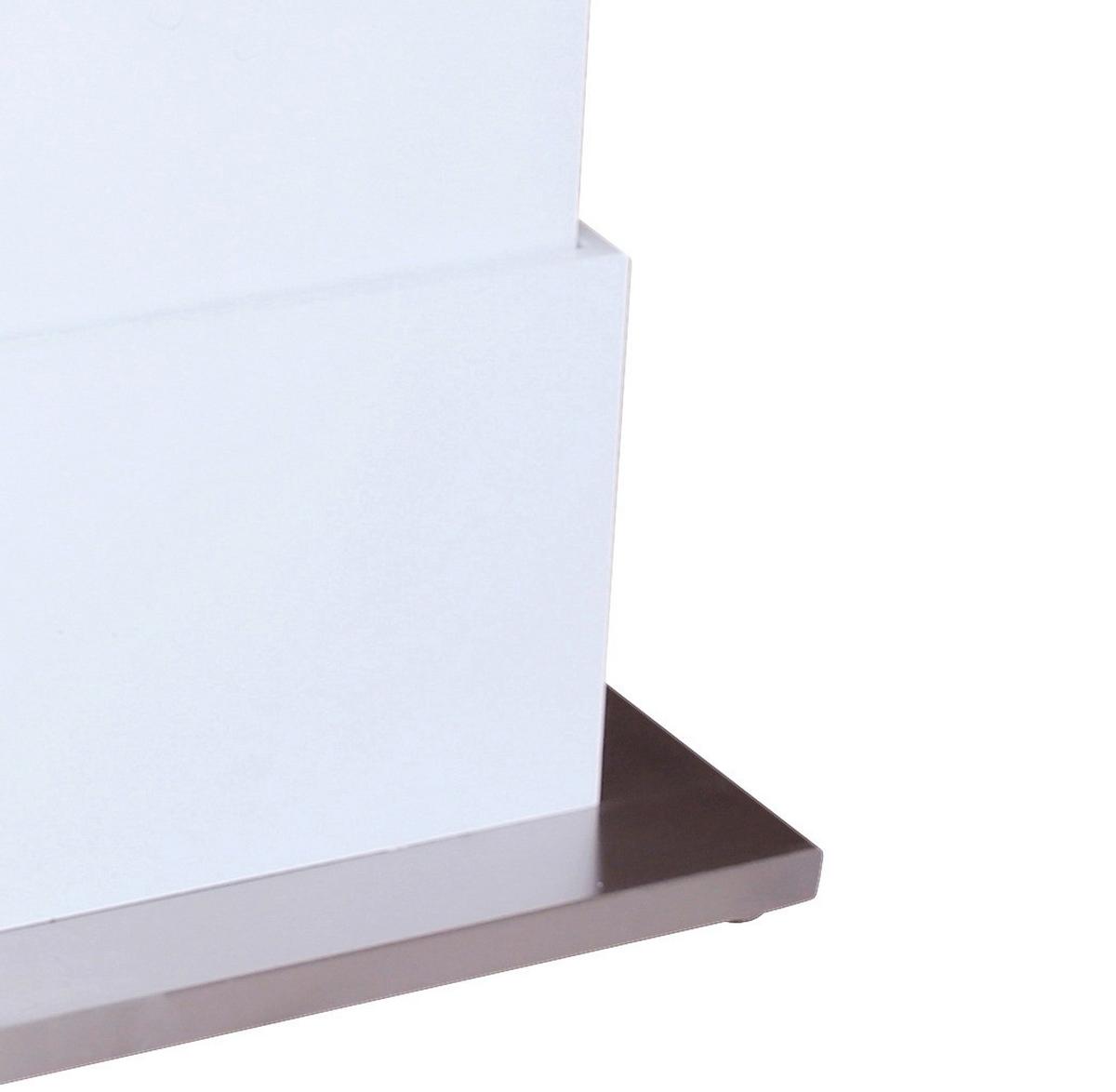 Couchtisch höhenverstellbar + ausziehbar Manchester, Weiß - Edelstahlfarben/Weiß, MODERN, Holzwerkstoff/Metall (120-160/50-78/80cm)