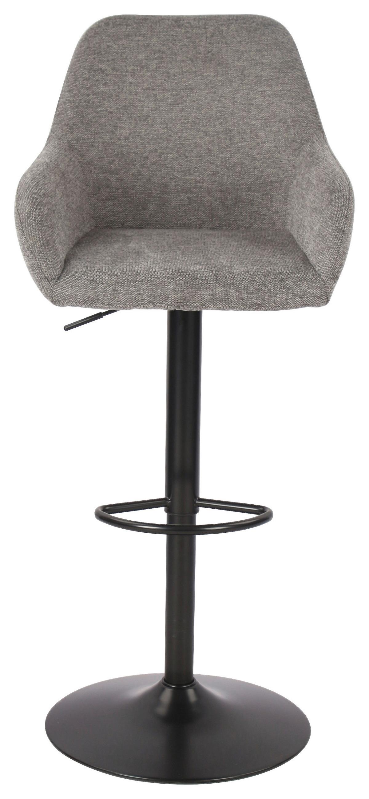 Barhocker höhenverstellbar mit Lehne Brego Grau - Schwarz/Grau, MODERN, Textil/Metall (54/117/53cm)