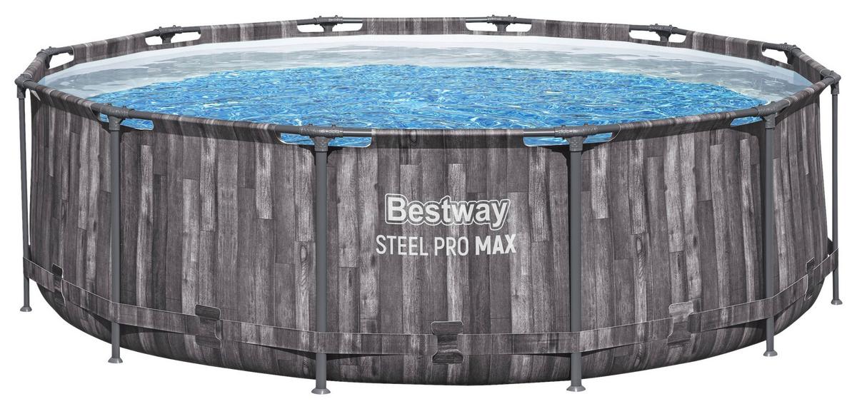 Pool Gustav - Blau/Dunkelgrau, KONVENTIONELL, Kunststoff/Metall (366/100cm) - Bestway