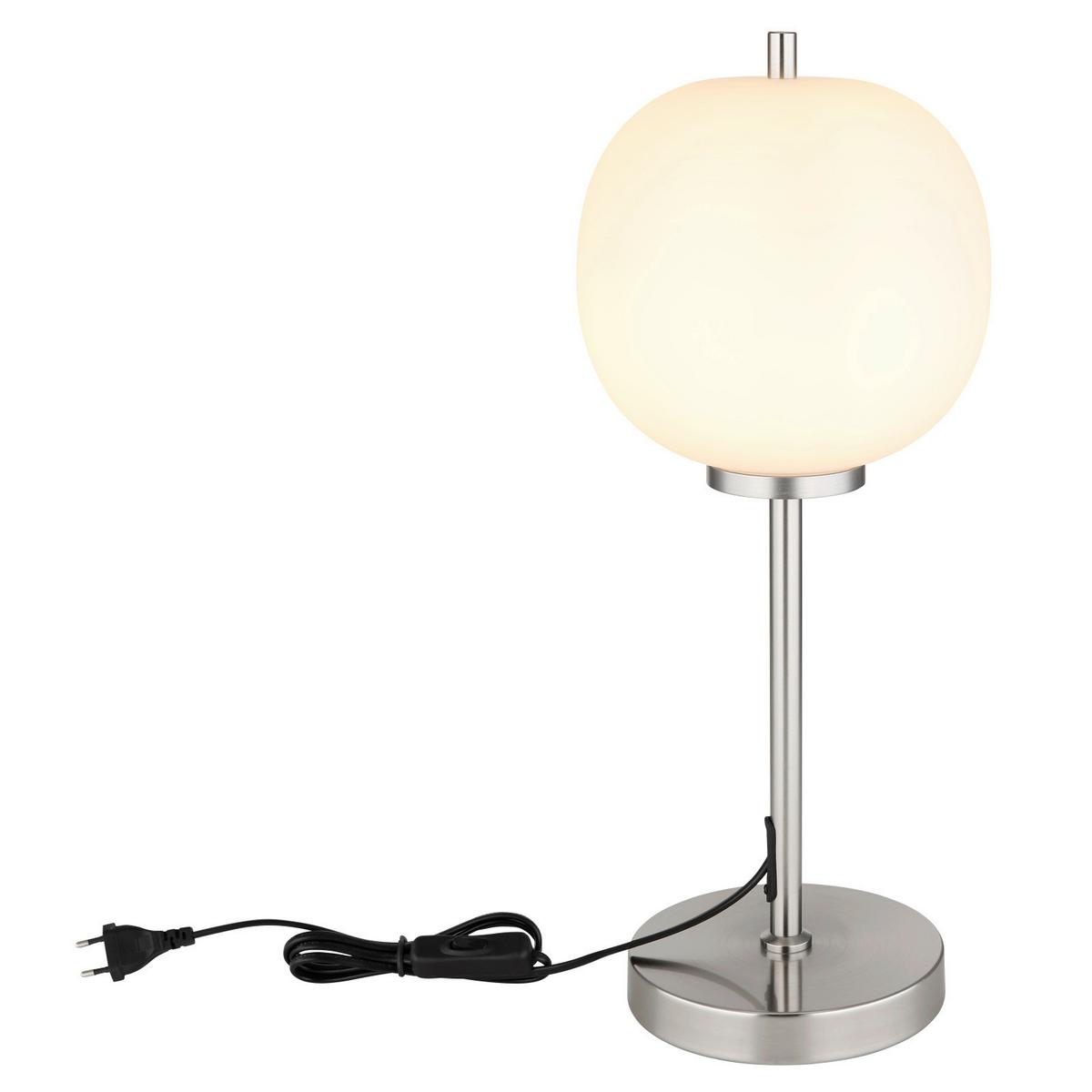 Tischleuchte 15345tno - Nickelfarben, KONVENTIONELL, Glas/Metall (18,5/45cm) - Globo