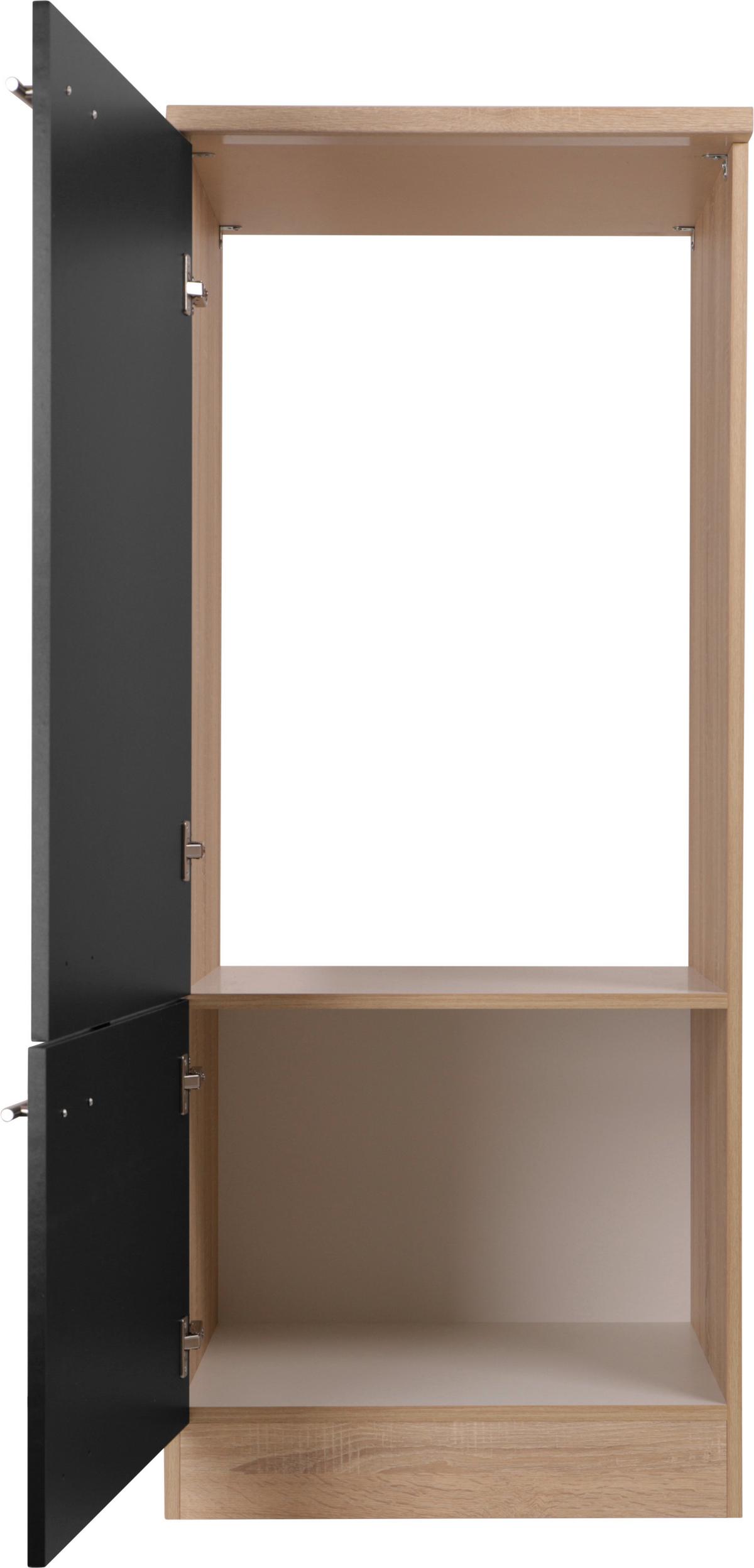 Geräteumbauschrank Merle Schwarz, Eiche Dekor B: 60 cm - Eichefarben/Schwarz, Basics, Holzwerkstoff (60/144,8/60cm) - Respekta