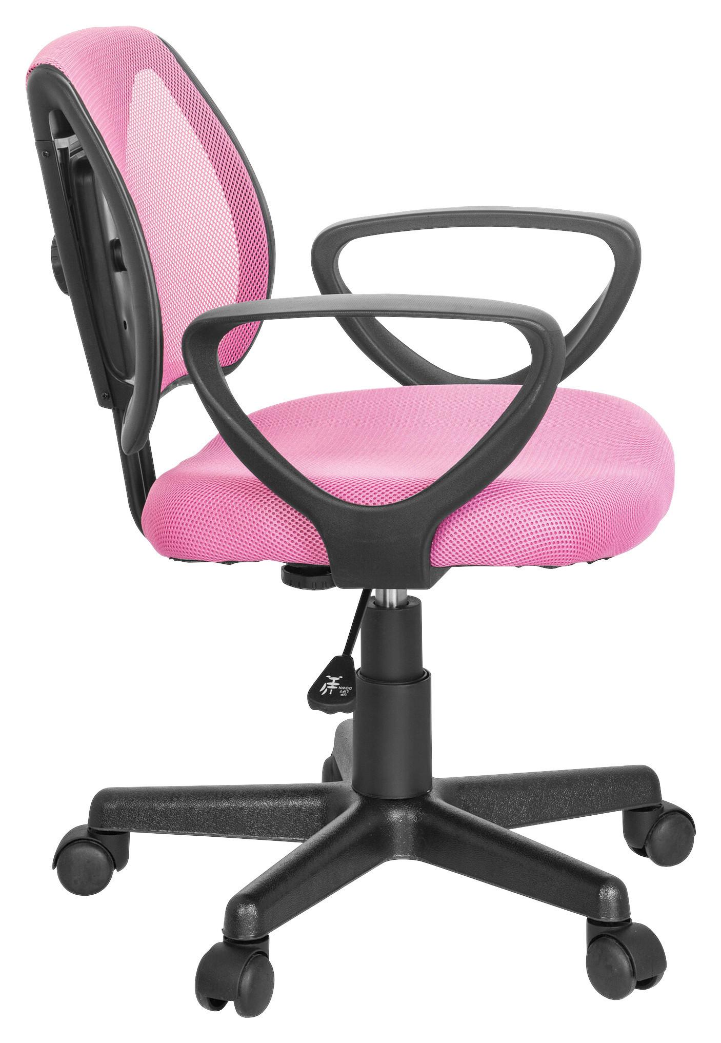 Jugenddrehstuhl Kiddy Cd mit Armstützen Pink Bis 60 Kg - Pink/Schwarz, Basics, Kunststoff (58/75-92/45cm) - MID.YOU