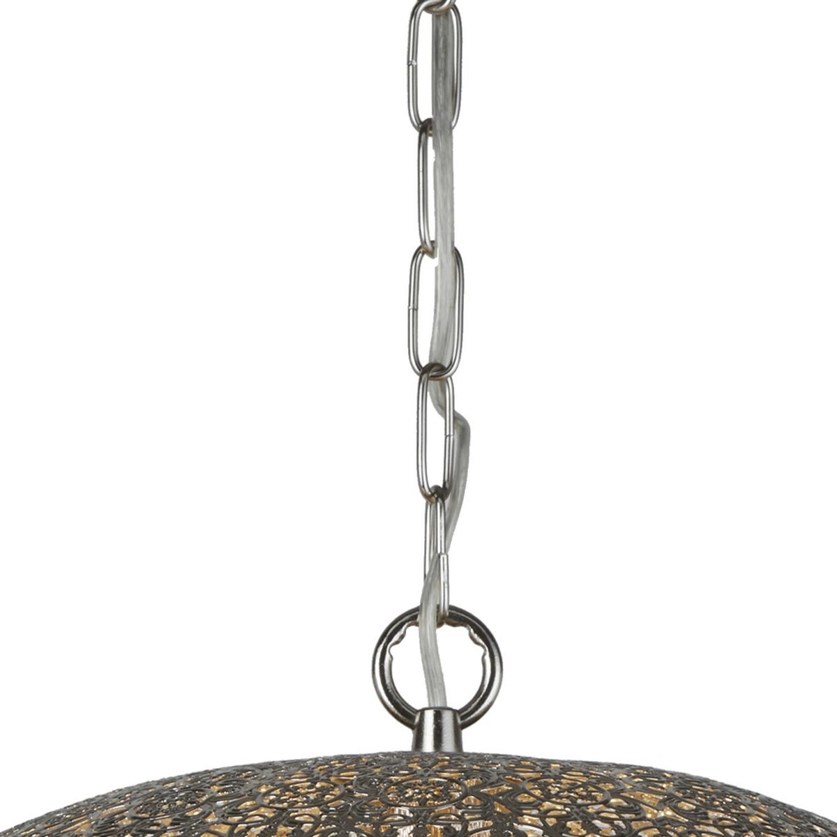 Hängeleuchte 2672ss Fretwork - Nickelfarben, Design, Metall (39/80cm)