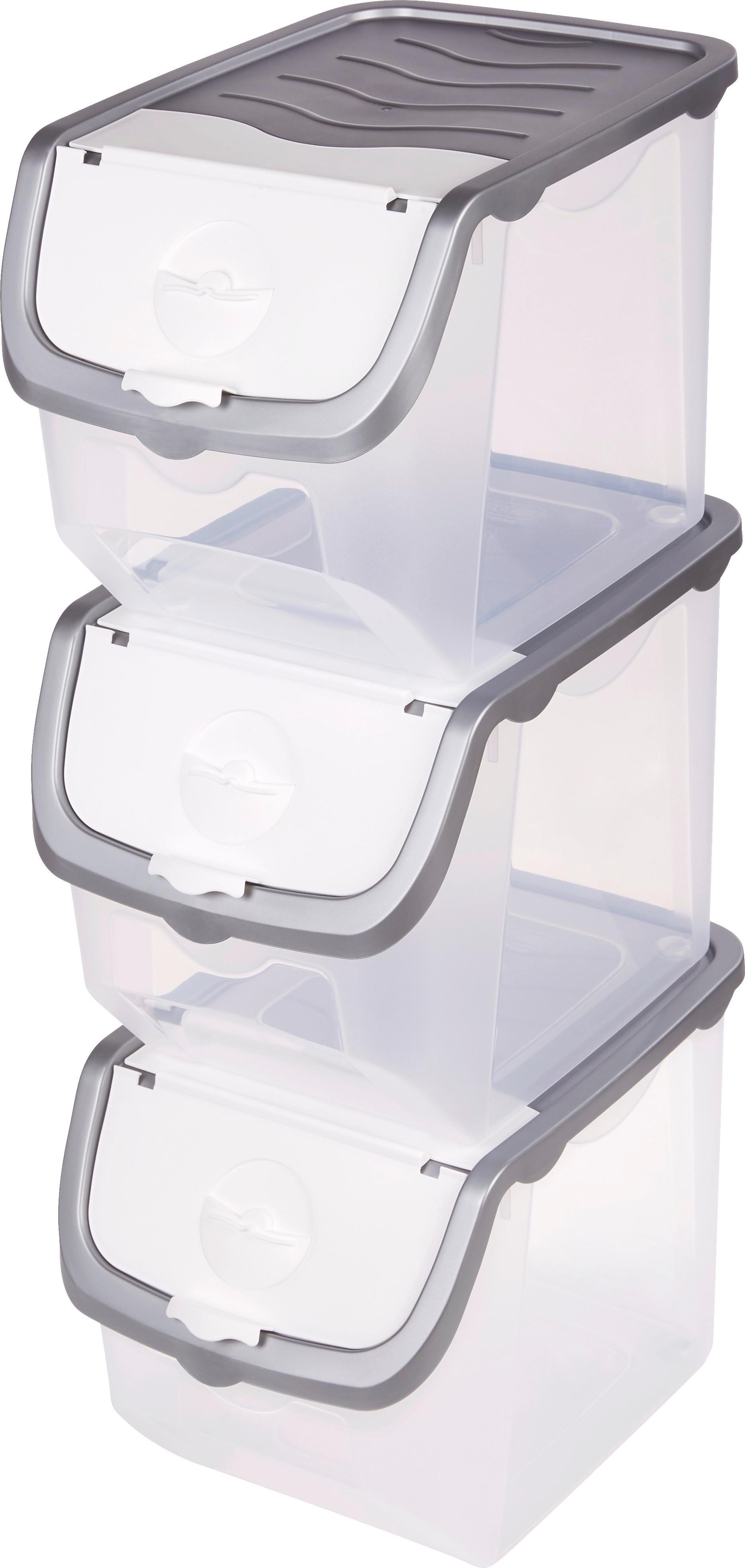 Aufbewahrungsbox Jan 23,5x23,5x32,5 cm - Klar/Grau, Kunststoff (23,5/23,5/32,5cm) - Homezone