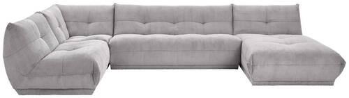 Wohnlandschaft Giselle Grau Cord - Grau, Trend, Textil (210/390/185cm) - Livetastic