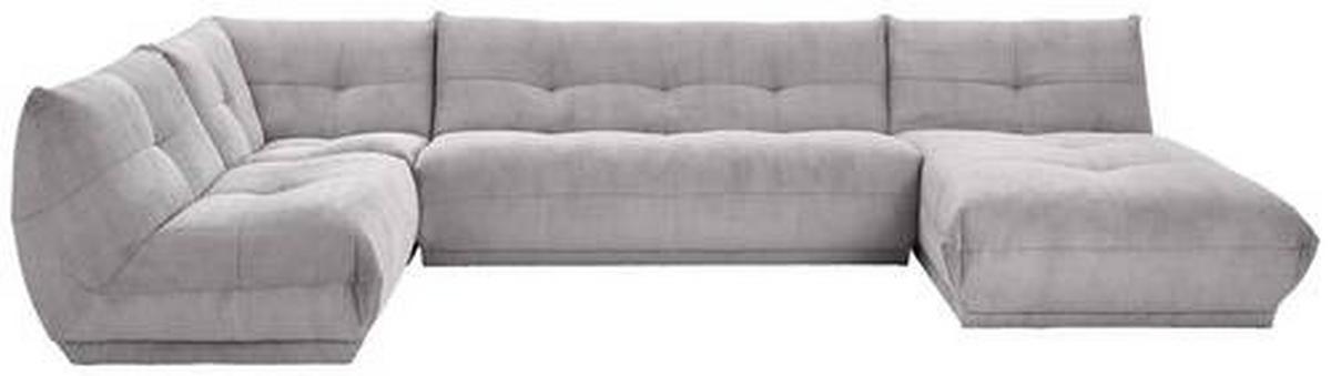 Wohnlandschaft Giselle Grau Cord - Grau, Trend, Textil (210/390/185cm) - Livetastic