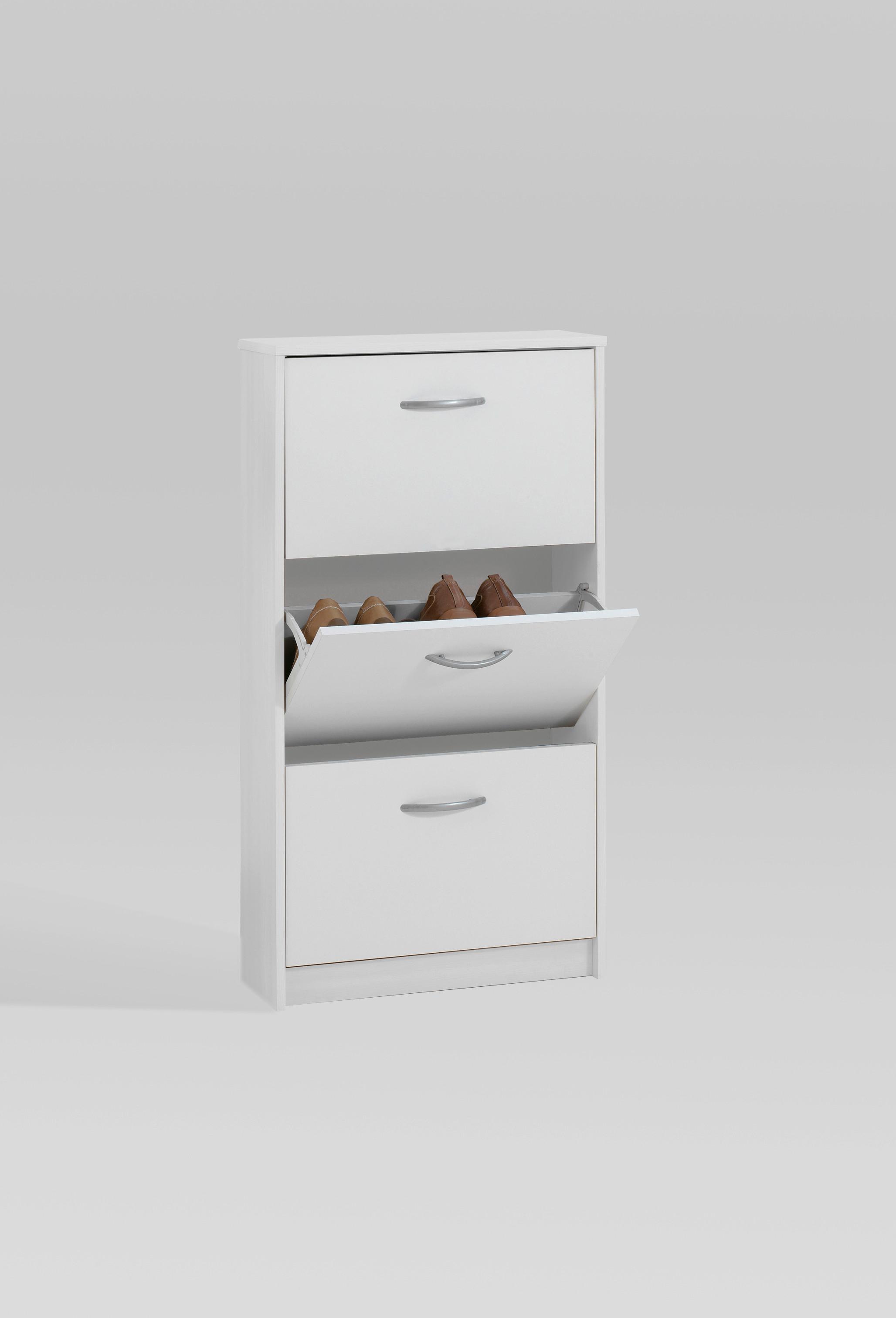 Botník LEO - biela/chrómová, Modern, kompozitné drevo/plast (58,5/104,5/17cm)