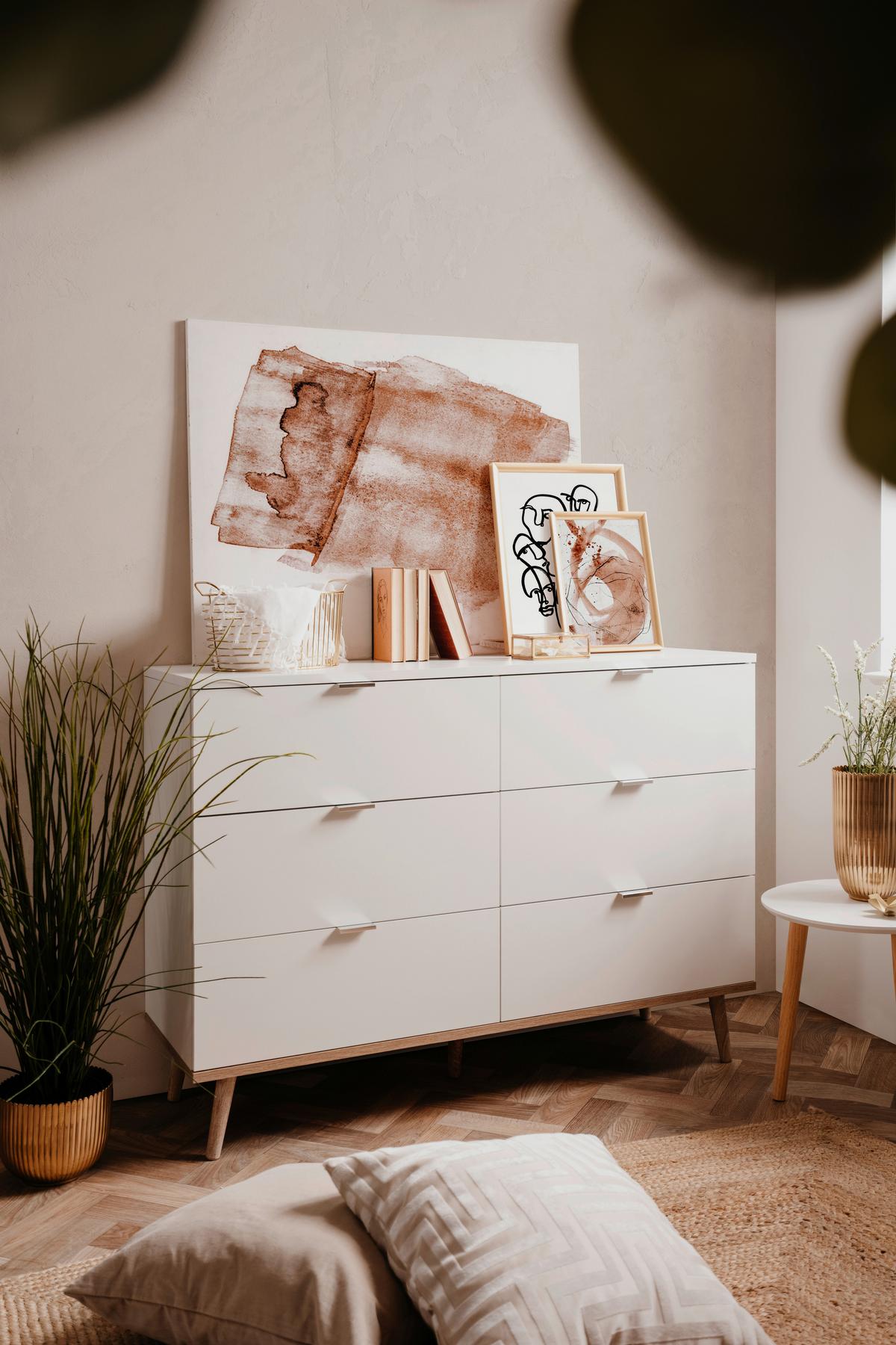 Kommode Göteborg Weiß/Sonoma Eiche B: 120 cm - Weiß/Sonoma Eiche, KONVENTIONELL, Holzwerkstoff (120/87/40cm) - MID.YOU