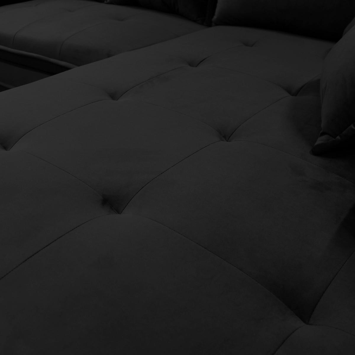 Eckschlafsofa Bello Schwarz Schlaffunktion Ottomane Rechts - Schwarz, Design, Textil (277/187cm) - Livetastic