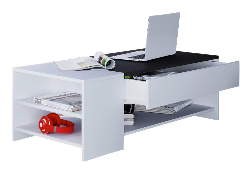 Konferenčný stolík Tindus biely/čierny - čierna/biela, Basics, kompozitné drevo (100/50/35cm) - MID.YOU