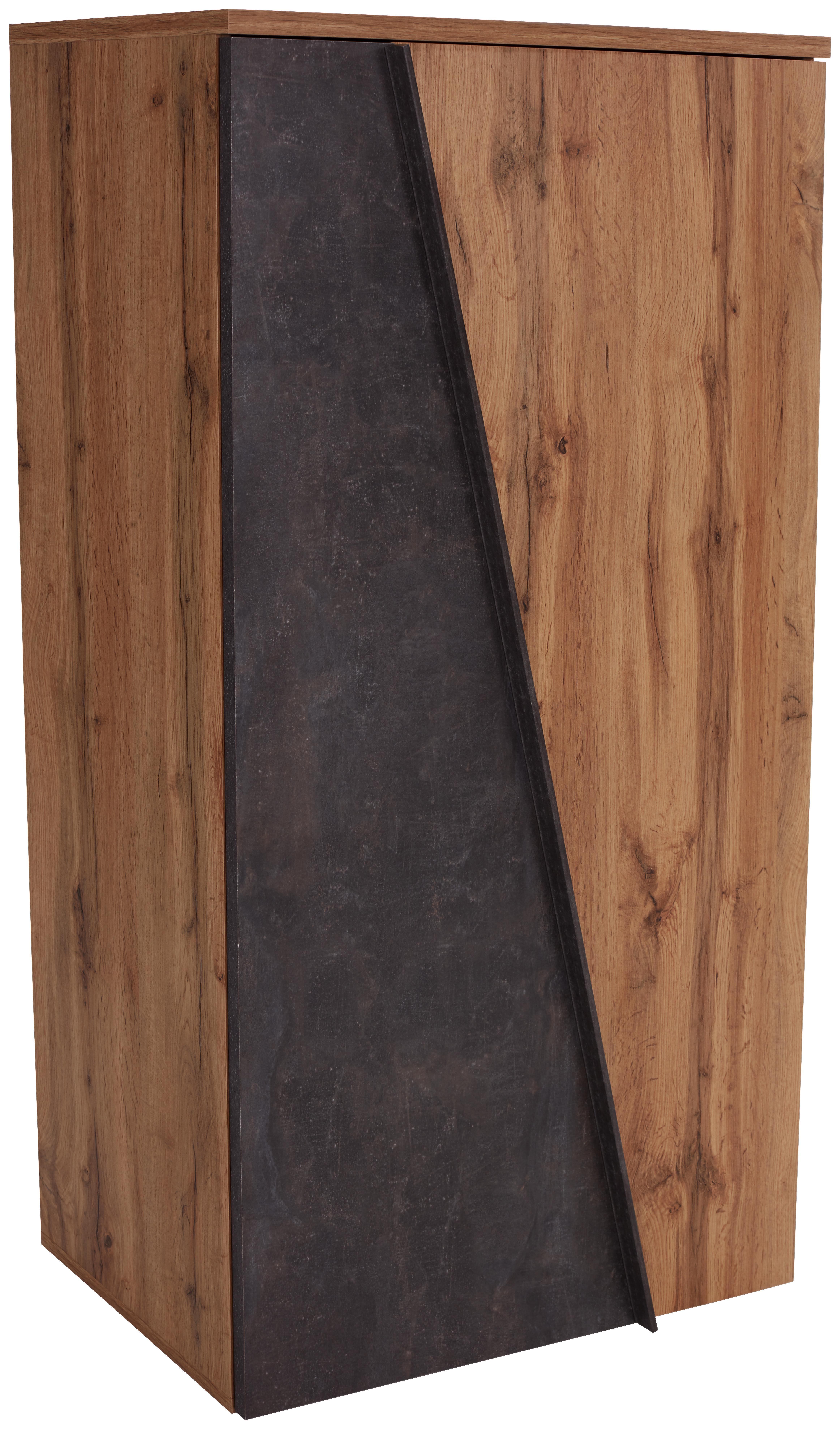 Félmagas Szekrény Venedig - Tölgyfa/Sötétszürke, modern, Faalapú anyag