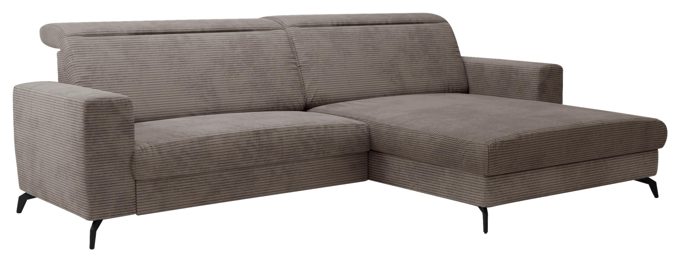 Ecksofa Bolero taupe mit Kopfteilverstellung 290x178 cm - Taupe/Schwarz, KONVENTIONELL, Textil (290/178cm) - Sit & More