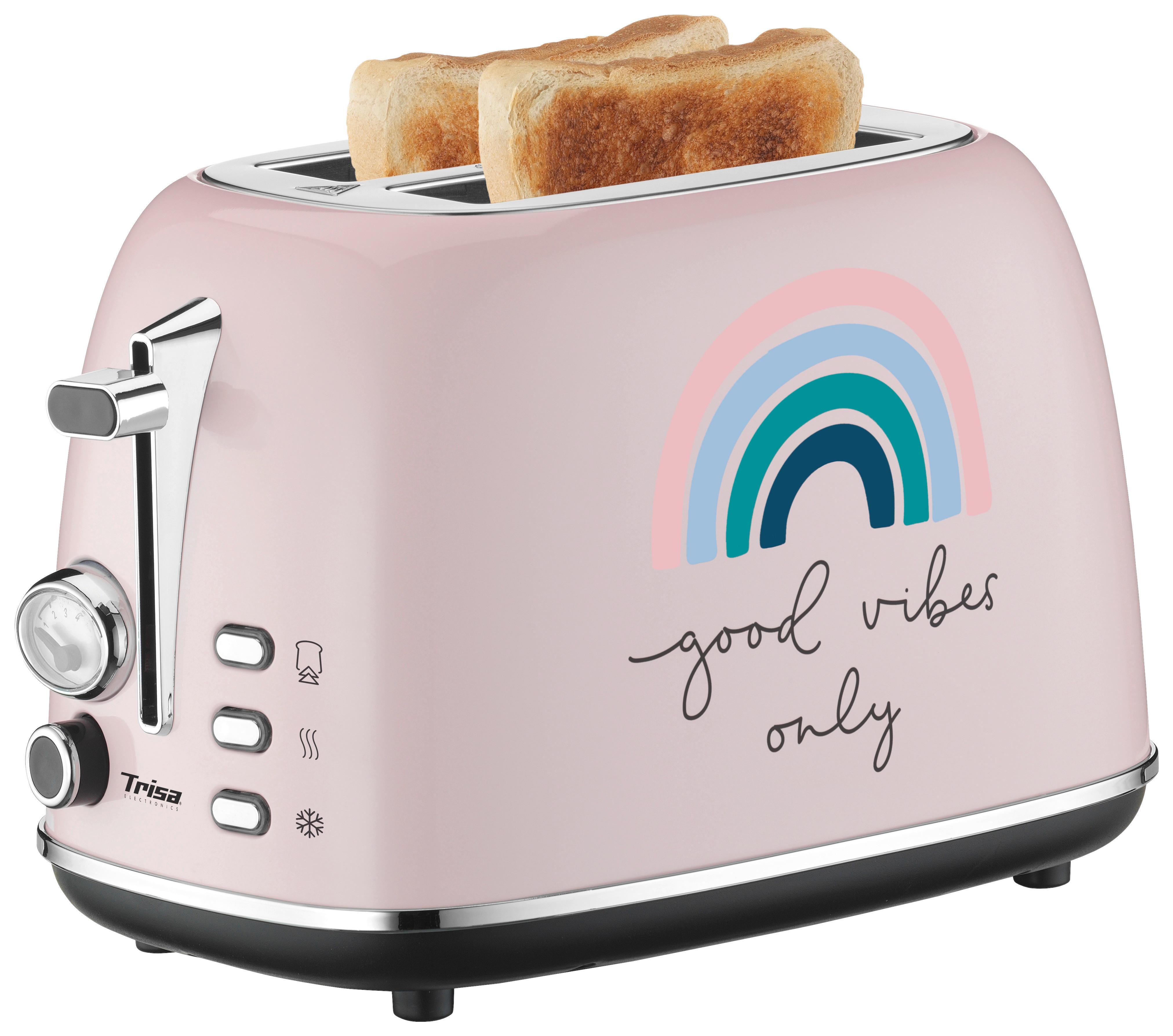 Toaster Good Vibes mit Krümellade - Hellrosa, KONVENTIONELL, Metall (18/28/18cm) - Trisa Electronics