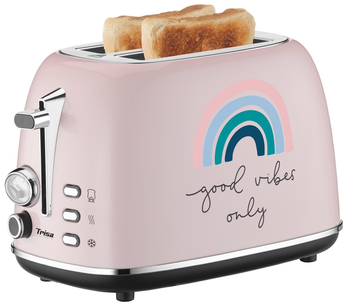 Toaster Good Vibes Mit Krümellade - Hellrosa, KONVENTIONELL, Metall (18/28/18cm) - Trisa Electronics