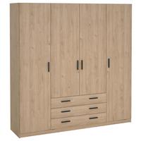 Drehtürenschrank Sprint mit Schubladen 195,5cm Eichefarben - Eichefarben, Basics, Holzwerkstoff (195,5/200,4/49,6cm) - P & B