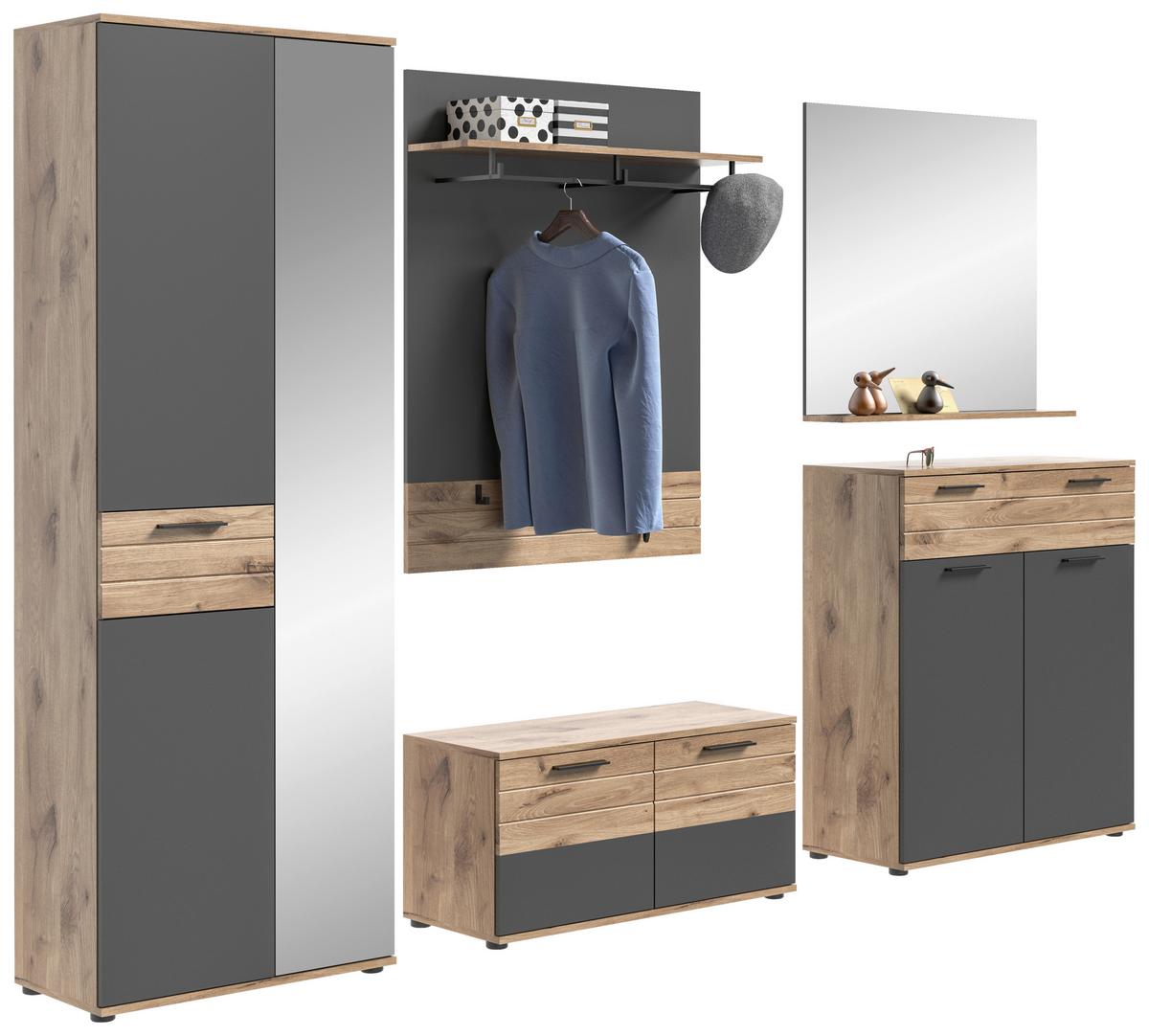 Mason B: 280 cm Nox Oak 5-teilig - Holzwerkstoff (280/200/38cm) - MID.YOU