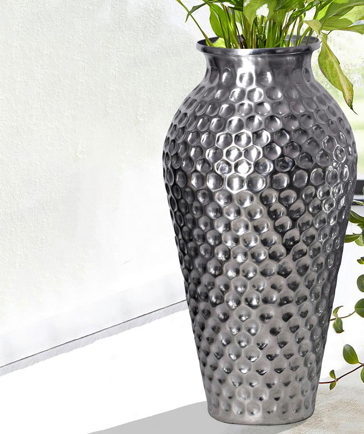 Dekovase 2er Set Silberfarben B: 26 Cm - Silberfarben, Design, Metall (26/51/26cm) - Livetastic