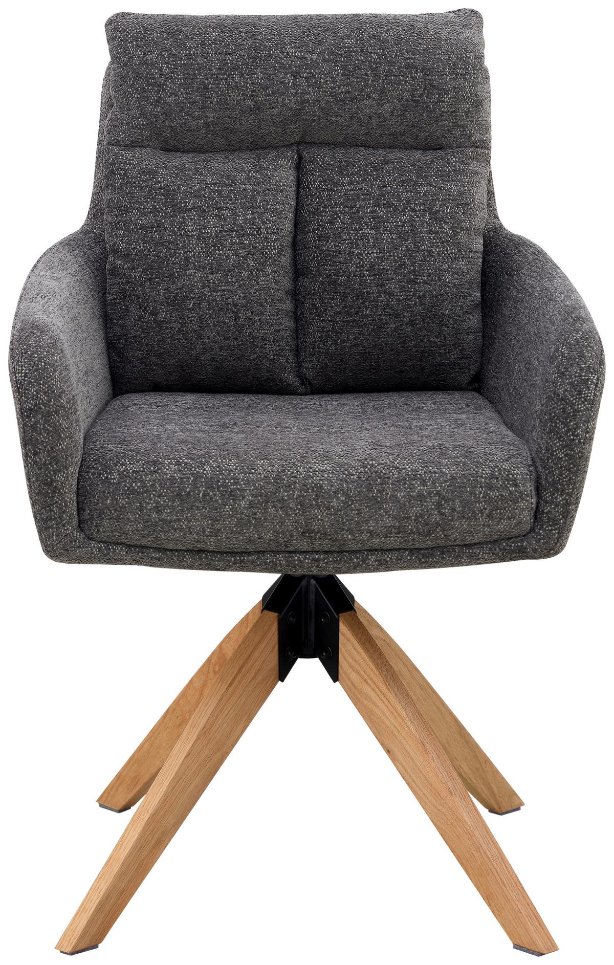 Armlehnstuhl Malik Webstoff Grau, B: 59 Cm - Naturfarben/Grau, KONVENTIONELL, Holz/Textil (59/92/63cm) - Livetastic