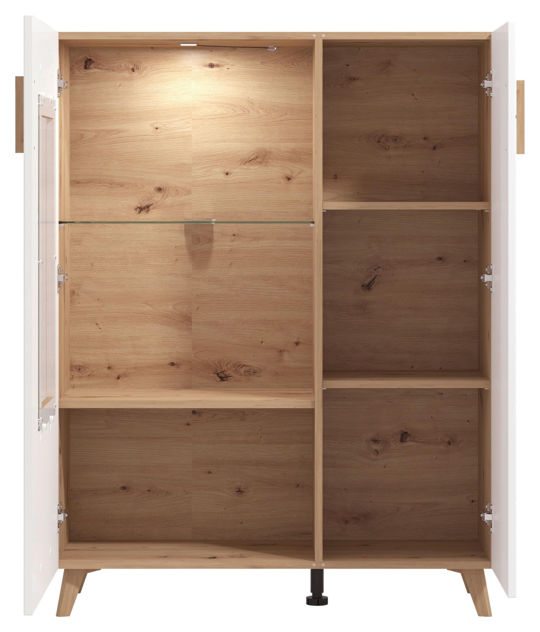 Vitrin Bretagne 2 Ajtó - tölgyfa/fehér, Modern, faalapú anyag (96/125,5/35cm) - Best Price