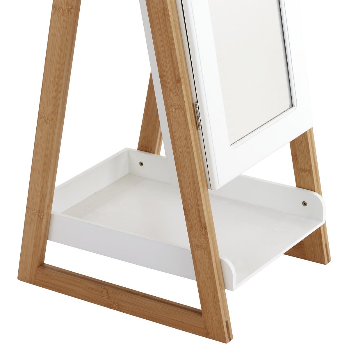 Schmuckschrank Levi Weiß H: 142 cm Stehend, Spiegel - Naturfarben/Weiß, MODERN, Glas/Holz (40/142/33cm) - MID.YOU