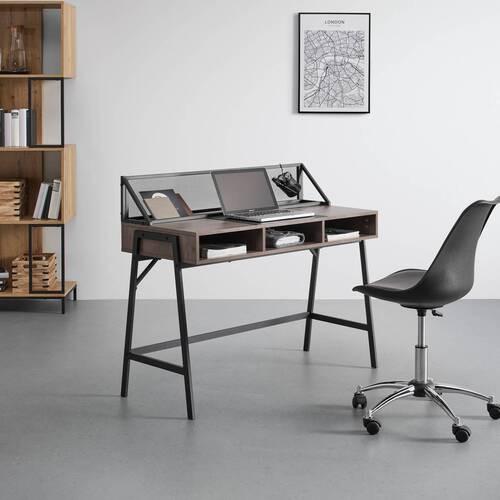 Písací stôl LENA dekor orech - čierna/farba orecha, Modern, kov (110/50/96cm) - Bessagi Home