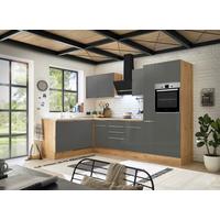 Eckküche mit Geräten 310x170 cm Grau/Eiche Dekor, Modern - Anthrazit/Eiche Artisan, LIFESTYLE, Holzwerkstoff (310/170cm) - Respekta