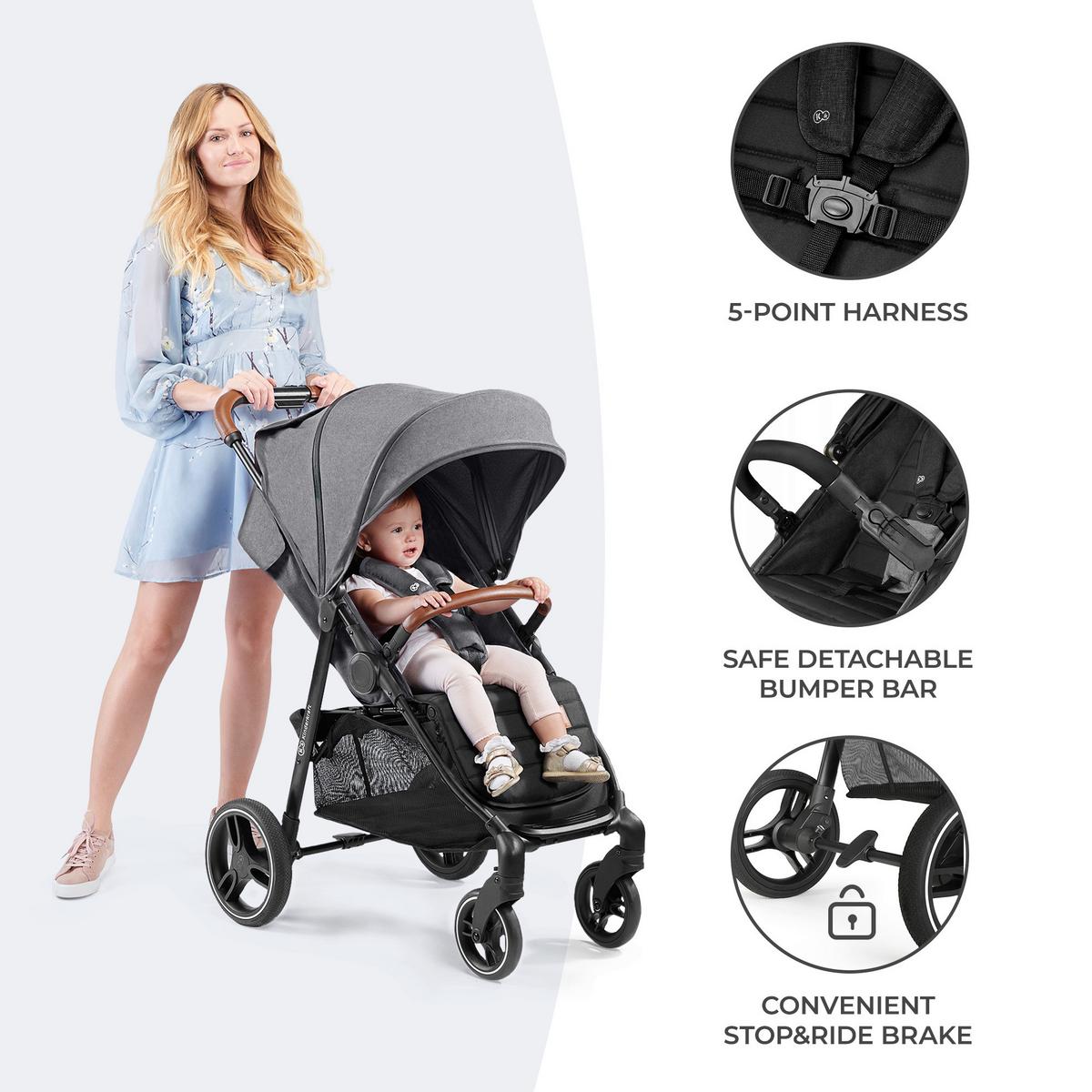 BUGGY Grande Plus Schwarz, B/H/T: 57x106x95cm - Schwarz, Basics, Metall (57/106/95cm) - Kinderkraft