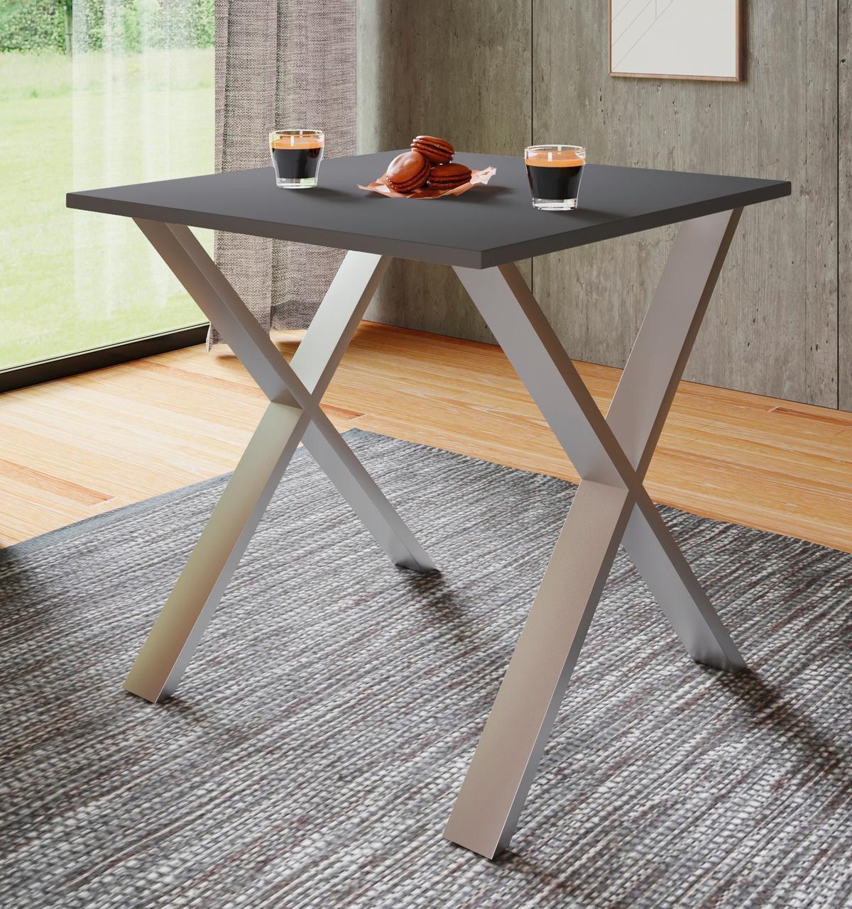 Schreibtisch Lona Anthrazit, Silber B: 80 cm - Anthrazit/Silberfarben, Design, Holzwerkstoff/Metall (80/76/80cm) - MID.YOU