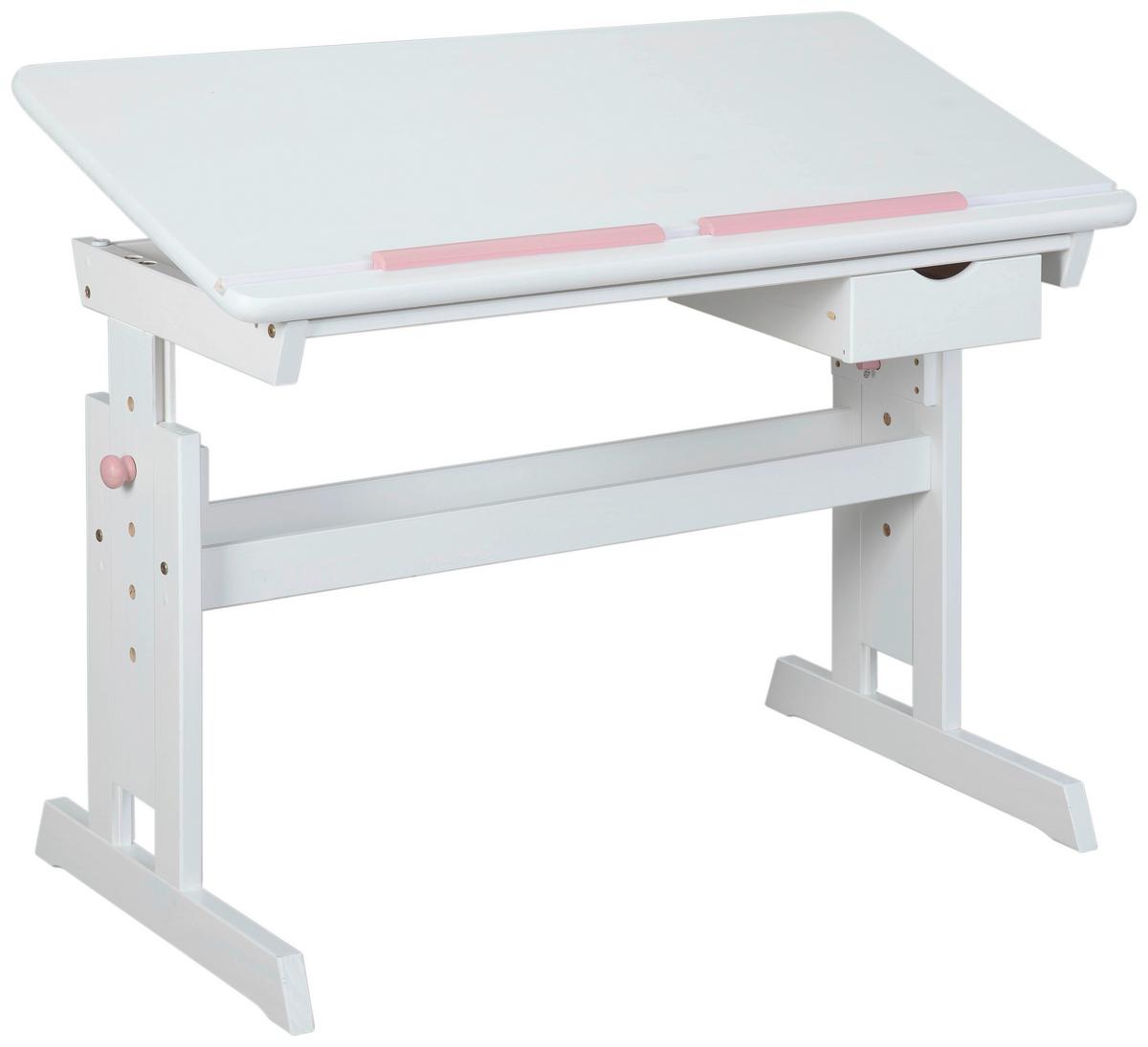 Jugendschreibtisch Mit Lade B 109 Cm H 63-96cm Baru, Weiß - Blau/Rosa, Basics, Holz/Holzwerkstoff (109/55/63-96cm) - MID.YOU