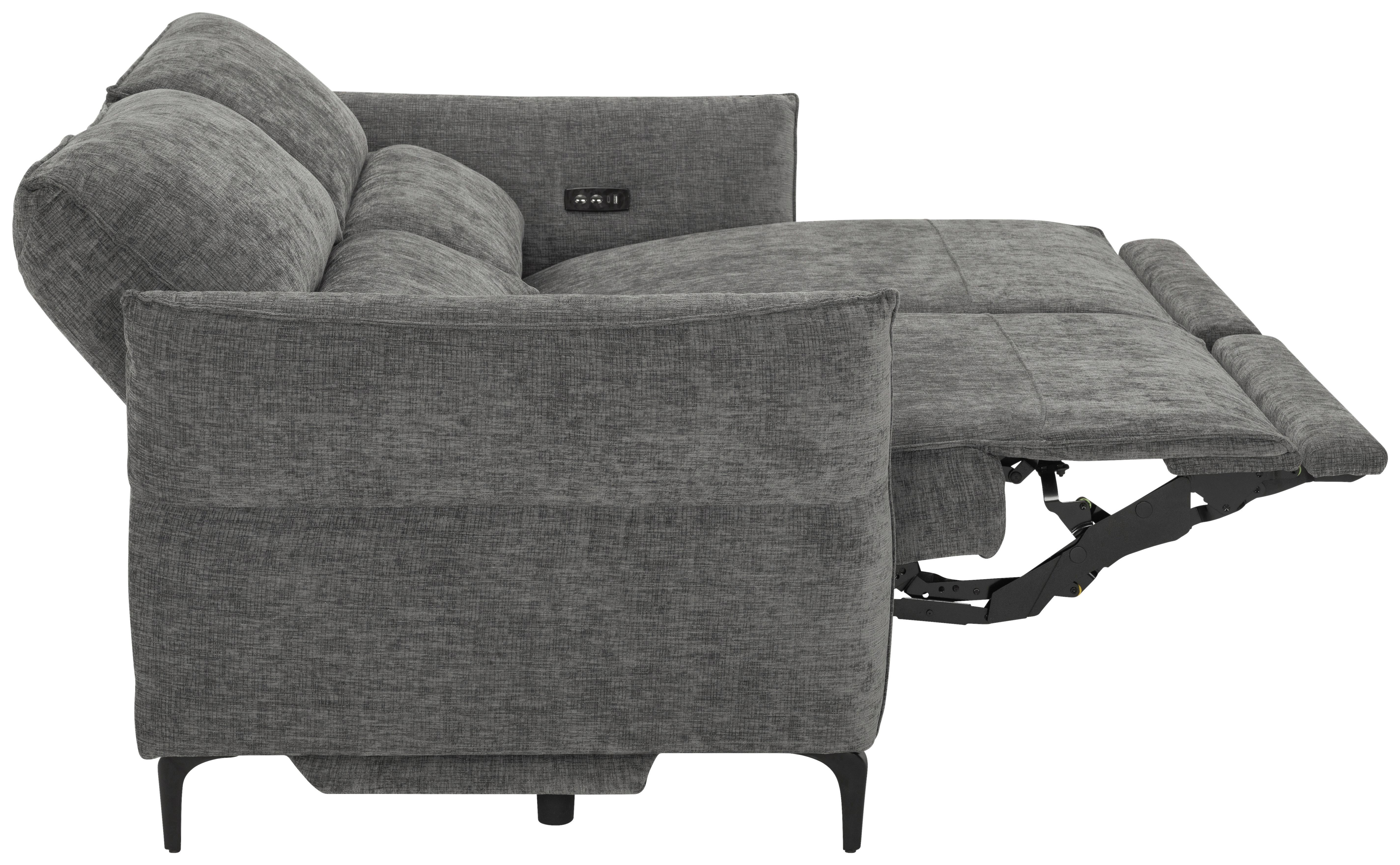 Dvojmiestna pohovka CAPE TOWN, sivá, elektrická relax.funkcia - čierna/tmavosivá, Modern, kov/drevo (200/98/93cm) - Mömax