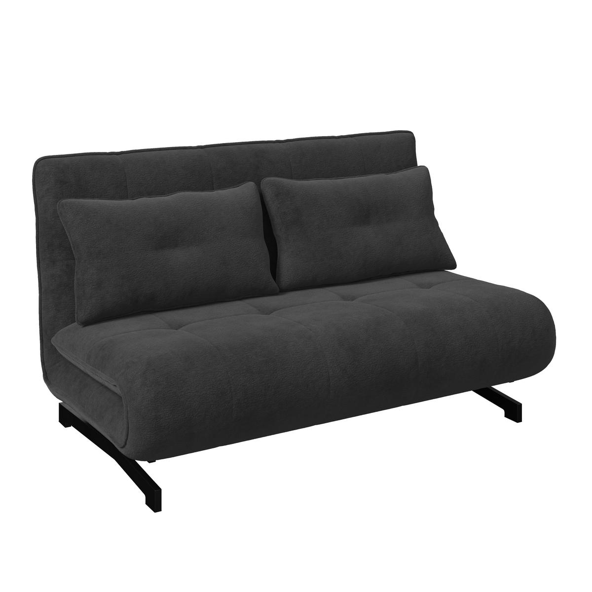 Rozkládací pohovka LUNA, tmavě šedé buklé, max.240 kg - černá/tmavě šedá, Moderní, kov/textil (142/62/40cm) - Bessagi Home