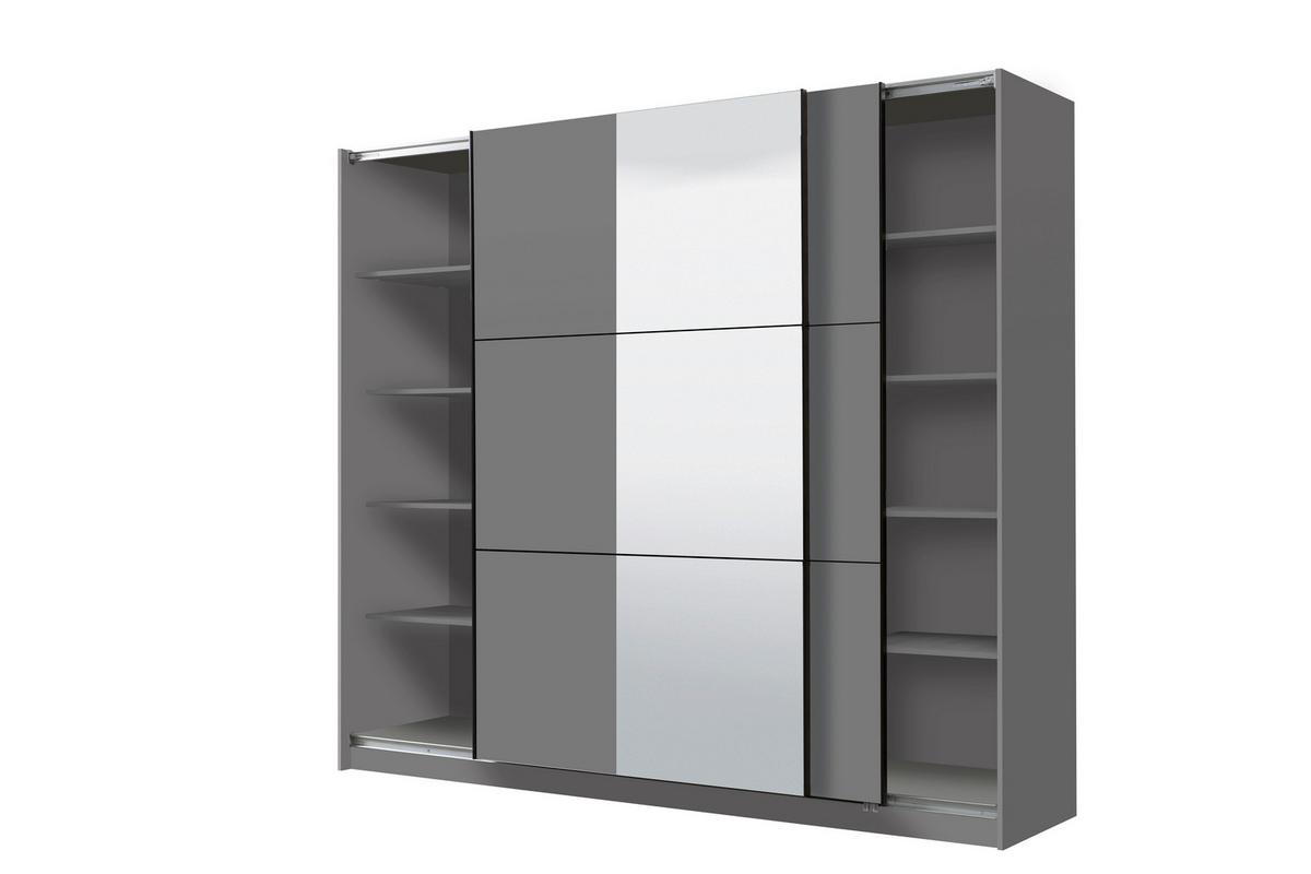 Tolóajtós Szekrény Sierra 236/210 Cm - antracit/fehér, Basics, faalapú anyag (236,5/210/62,5cm)