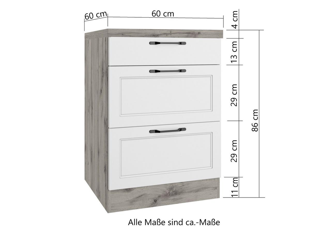 Küchenunterschrank Meran 60 Cm Grau/eiche Dekor - Eiche Wotan/Grau, LIFESTYLE, Holzwerkstoff (60/86/60cm) - Held