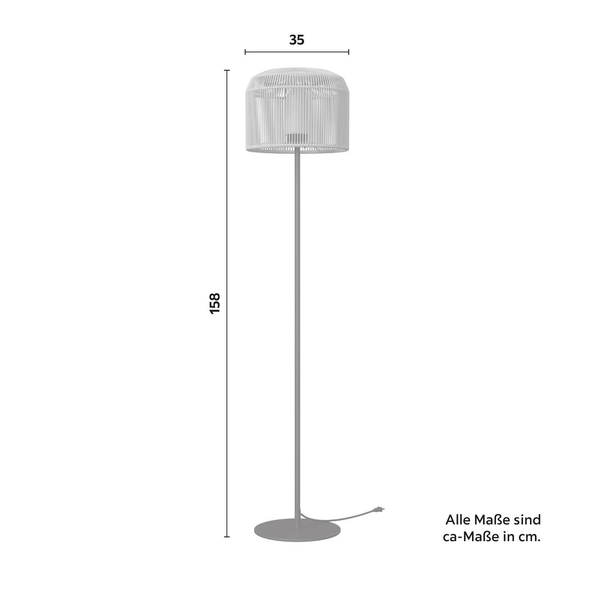 STOJACIA LAMPA IVO - čierna/béžová, Modern, kov/plast (35/158/35cm) - Bessagi Garden