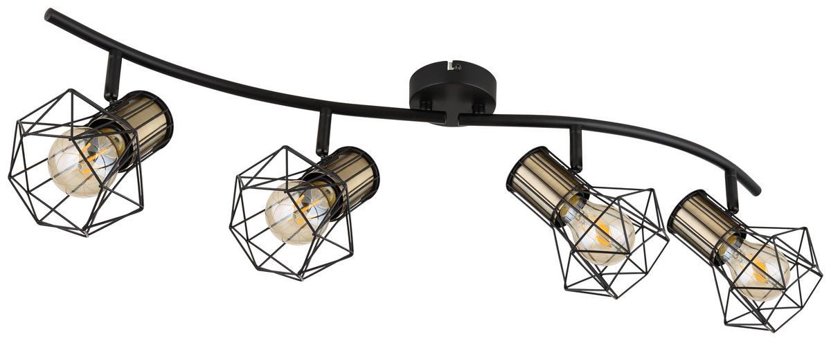 Strahler Priska  4-Flammig verstellbar L: 80 cm - Messingfarben/Schwarz, Trend, Metall (80/22,5cm) - Globo