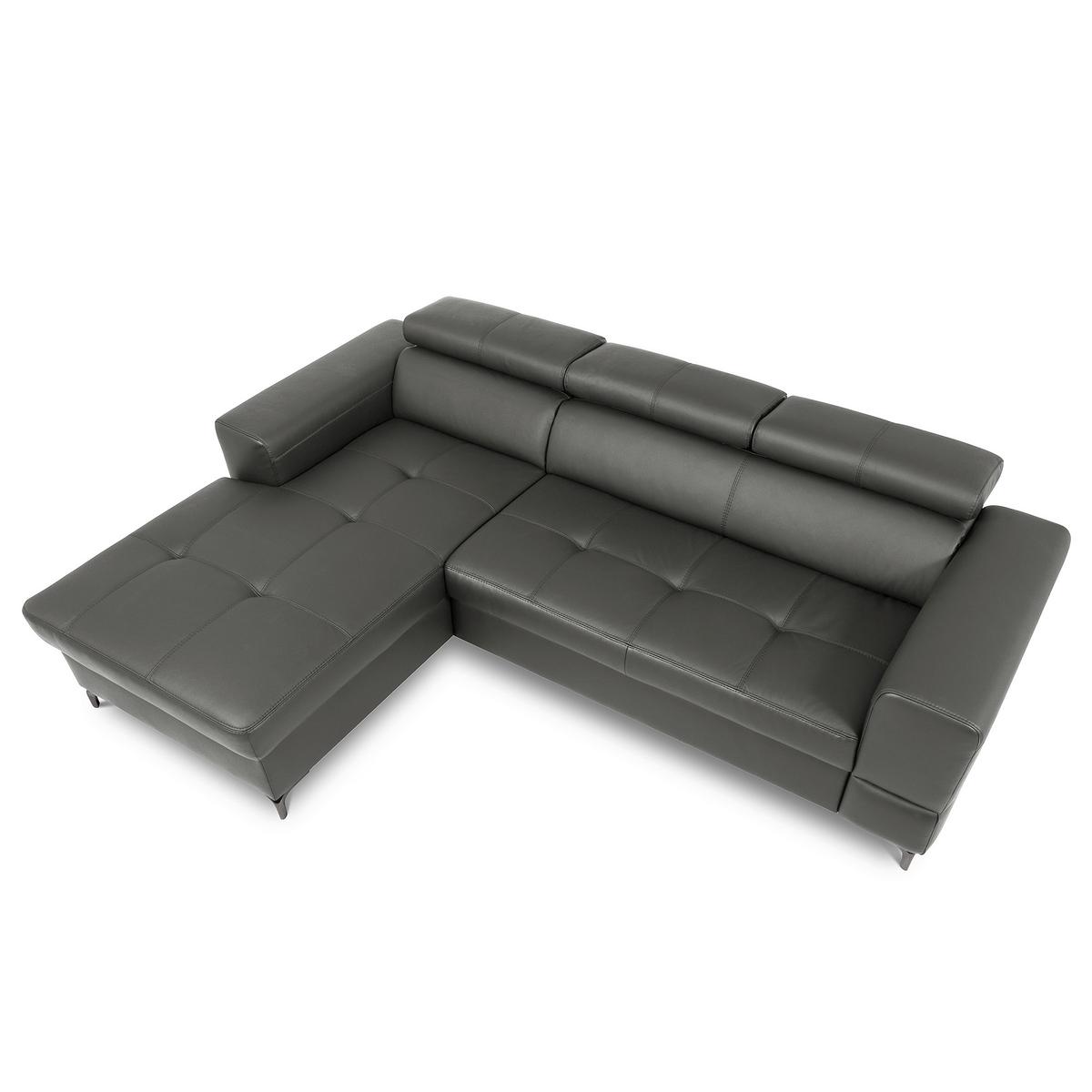 Ecksofa Torino Teilleder Anthrazit 173x247 - Anthrazit/Schwarz, Design, Leder/Textil (173/247cm) - Livetastic
